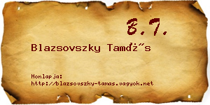 Blazsovszky Tamás névjegykártya